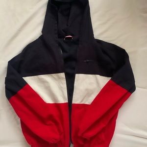 Red white and blue windbreaker